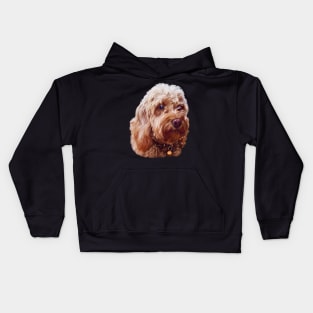 Cute Cavapoo Cavoodle puppy dog Face  - cavalier king charles spaniel poodle, puppy love Kids Hoodie